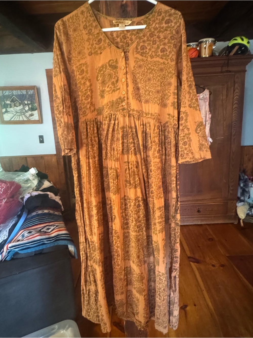 April Cornell Brown Paisley Maxi Dress